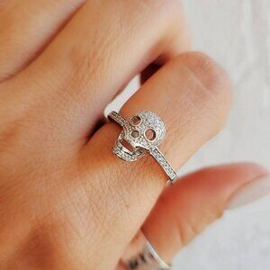 Sterling Silver Skull Ring, Women Sterling Silver Skull Ring, Gothic Ring,